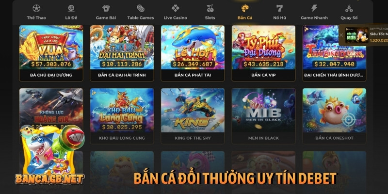 Bắn cá đổi thưởng uy tín DEBET