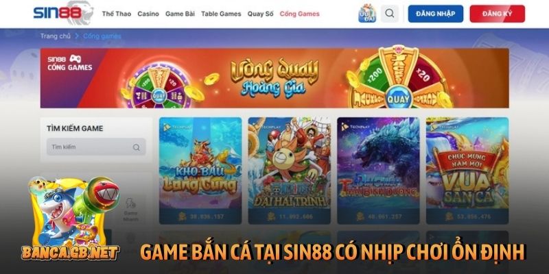 Game bắn cá tại Sin88 có nhịp chơi ổn định